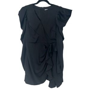 Pants Store Black Long Sleeve Mini Dress Ruffled Front Size Large